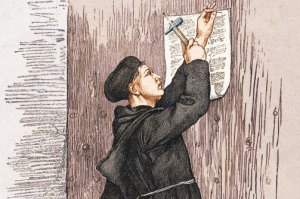 Martin Luther posting his 95 Theses